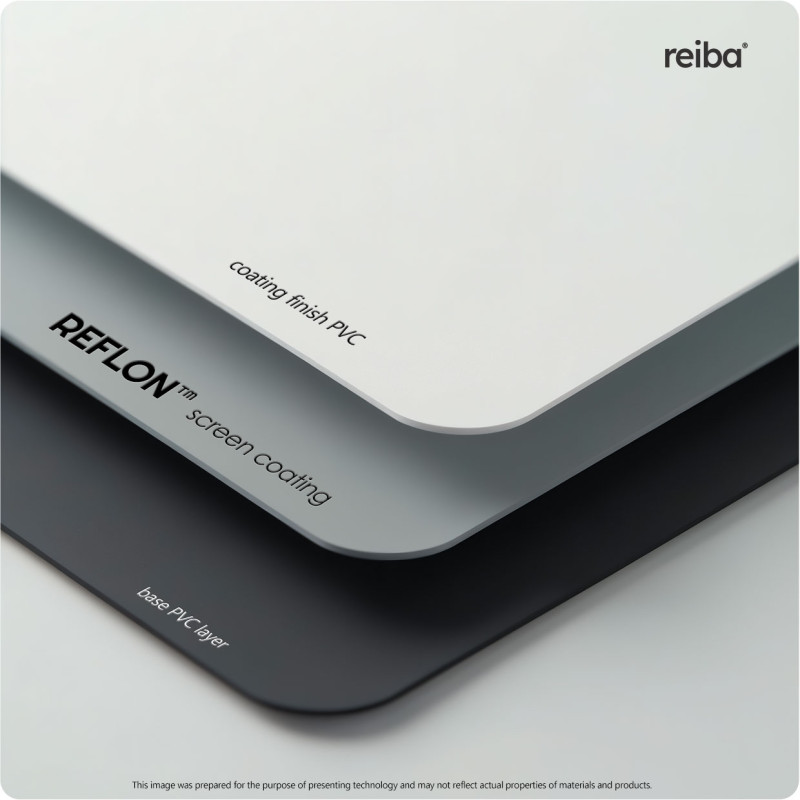 Cross-section of the REFLON coating layers: PVC finish and base PVC layer